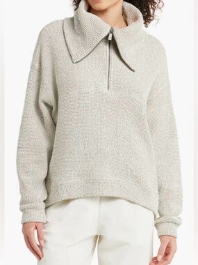 Sweaty Betty. Cream and Gray Knit Jacket